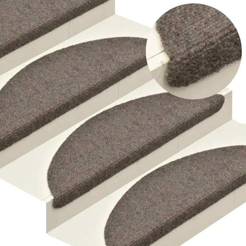 Maty na schody samoprzylepne 5 szt. 65x21x4 cm beżowe półokrągłe duże