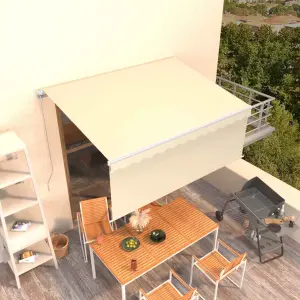 Ręcznie zwijana markiza z zasłoną, 3x2,5 m, kremowa