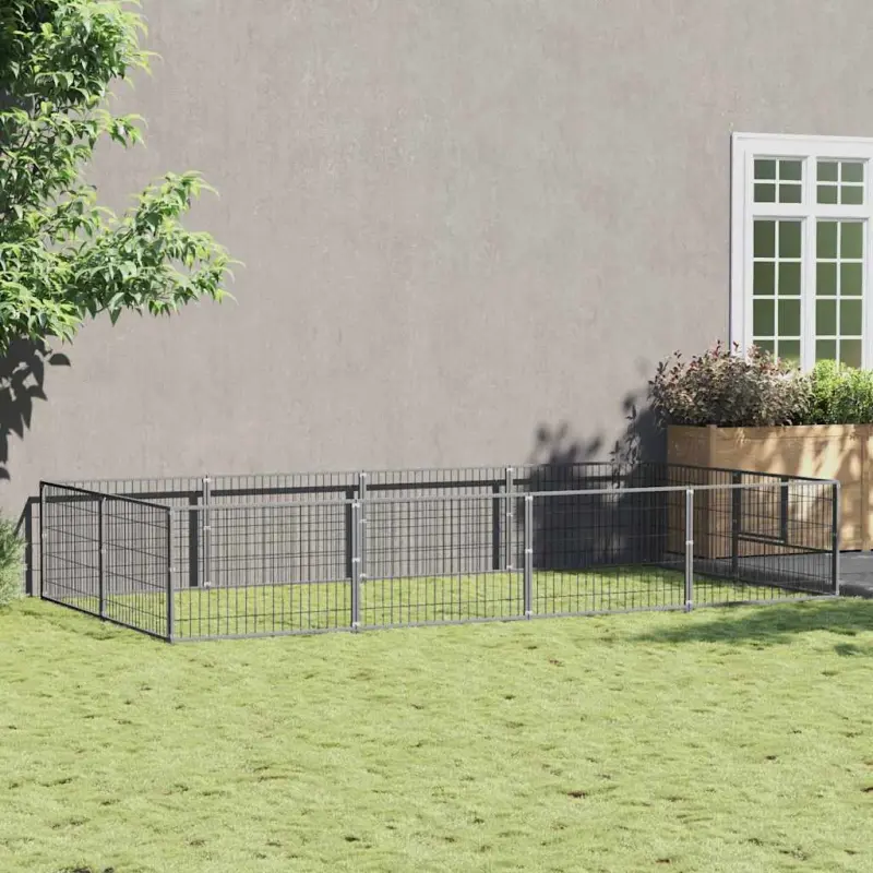 Kojec dla psa, srebrny, 8 m², stalowy