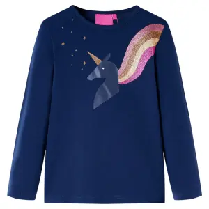 Koszulka dziecięca z długimi rękawami, granatowa, 104