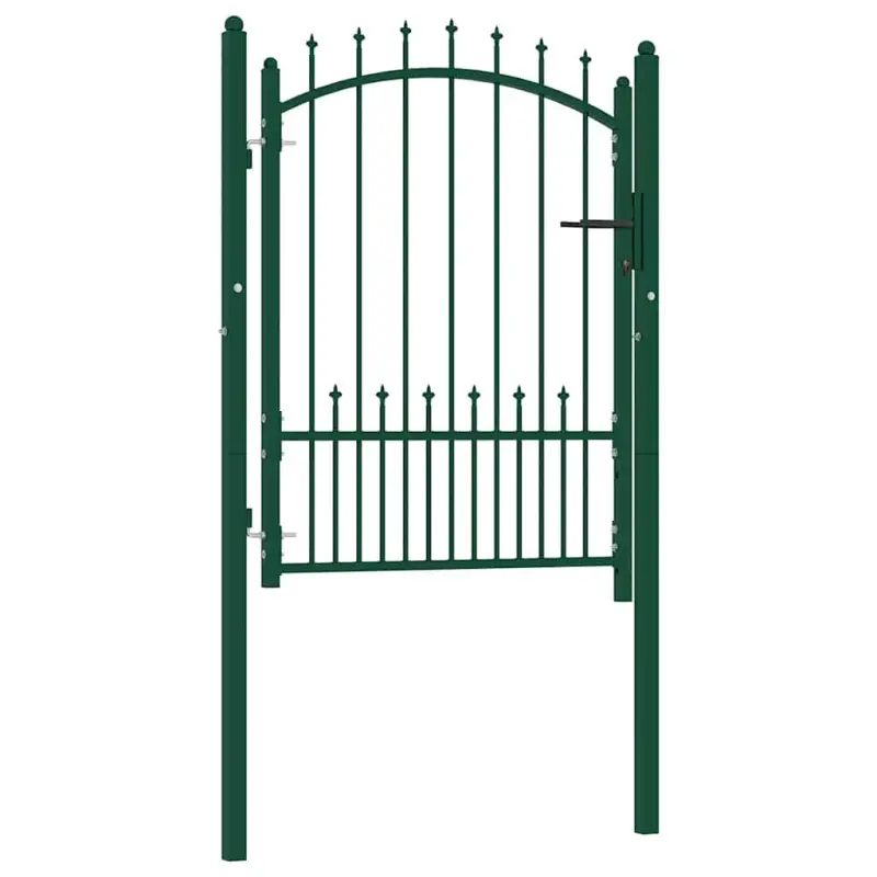 Brama ogrodzeniowa EMMEN z kolcami stalowa 104x109,5 cm zielona
