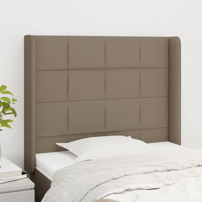 Zagłówek uszak, taupe, 103x16x118/128 cm, tkanina