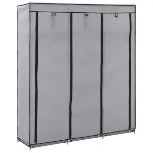 Szafa z przegrodami i drążkami, szara, 150x45x175 cm, tkanina