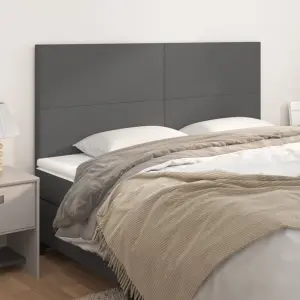 Zagłówek szary 200x5x118/128 cm skóra ekologiczna