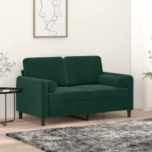 2-osobowa sofa z poduszkami, ciemnozielona, 120 cm, aksamit