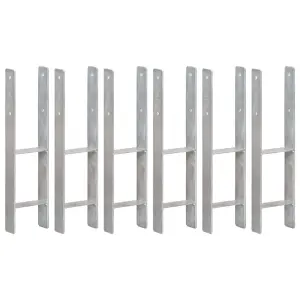 Kotwy do słupków, 6 szt., srebrne, 14 x 6 x 60 cm, stal