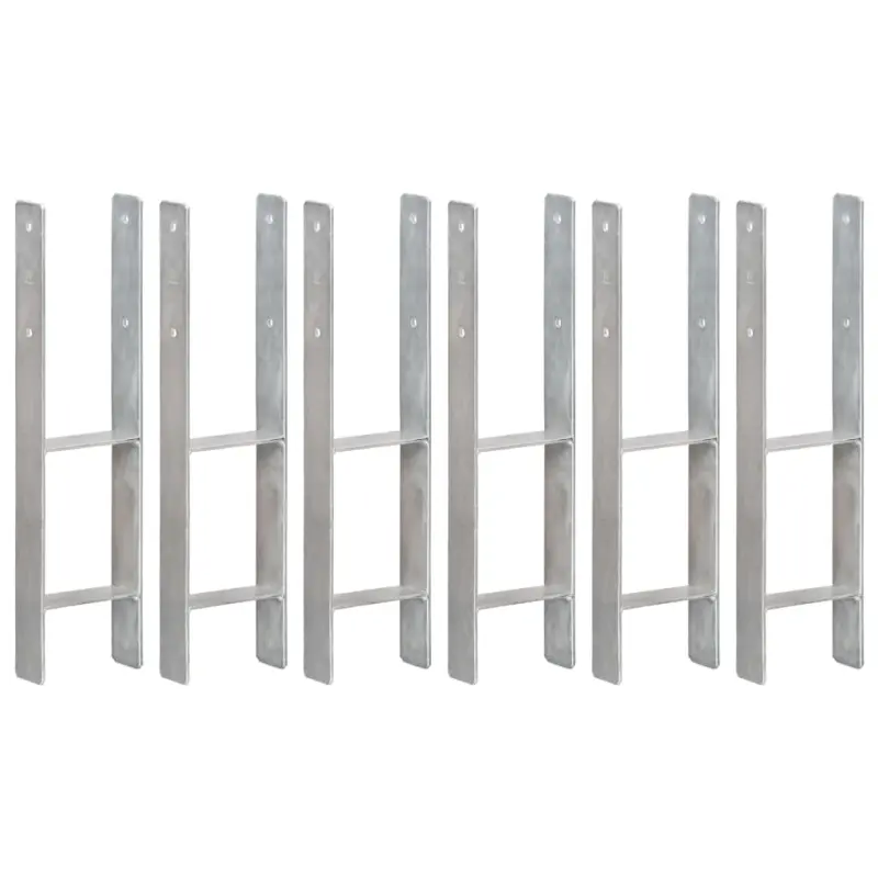 Kotwy do słupków, 6 szt., srebrne, 14 x 6 x 60 cm, stal