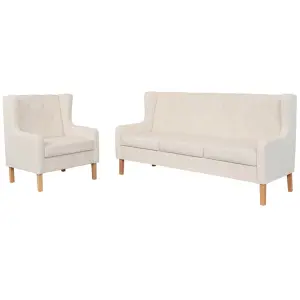 Zestaw wypoczynkowy sofa i fotel, kremowe