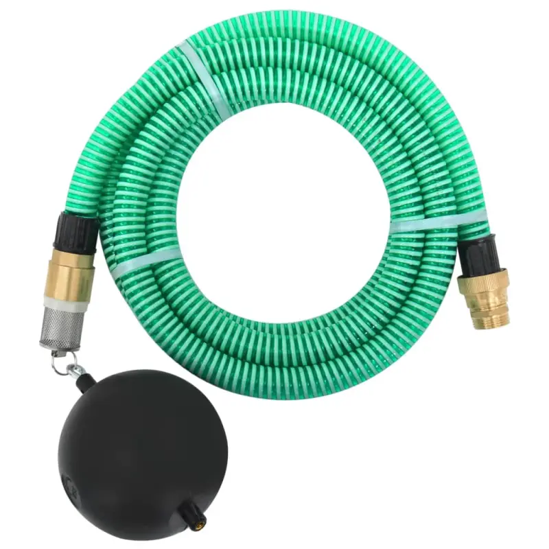 Wąż ssący z mosiężnymi złączami, zielony, 1,1 5 m, PVC