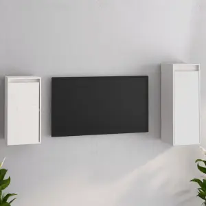 Szafki pod TV, 2 szt., białe, lite drewno sosnowe
