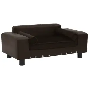 Sofa dla psa, brązowa, 81x43x31 cm, plusz i sztuczna skóra