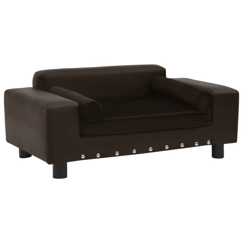 Sofa dla psa, brązowa, 81x43x31 cm, plusz i sztuczna skóra