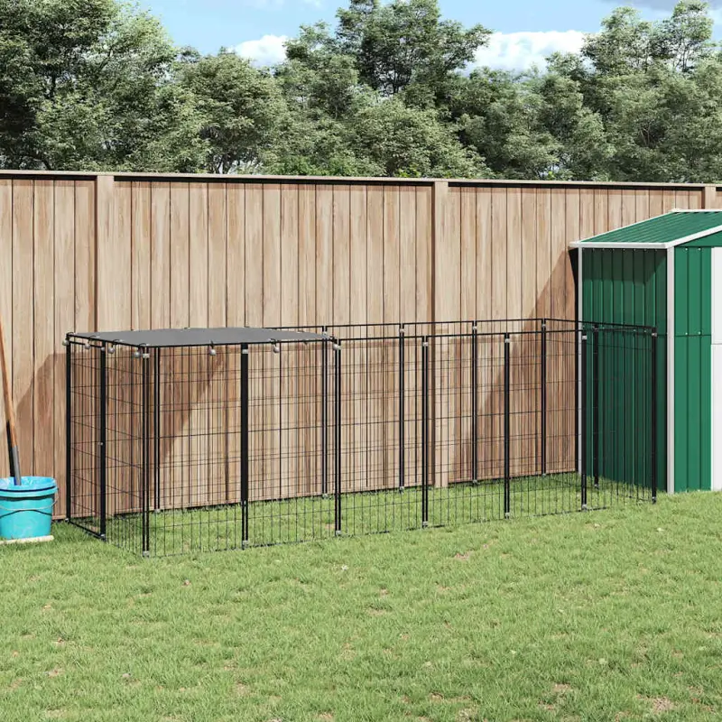 Kojec dla psa, czarny, 330x110x110 cm, stalowy