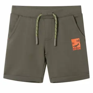 Szorty dziecięce ze sznurkiem, ciemne khaki, 116