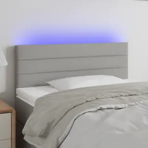 Zagłówek do łóżka z LED, jasnoszary, 100x5x78/88 cm, tkanina
