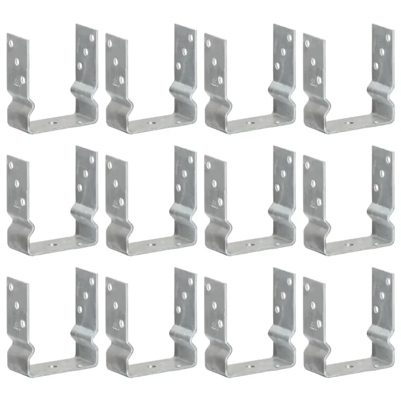 Kotwy do słupków, 12 szt., srebrne, 12x6x15 cm, stal