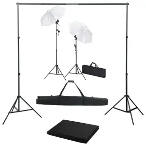 Fotograficzny zestaw studyjny z tłem, lampami i parasolkami