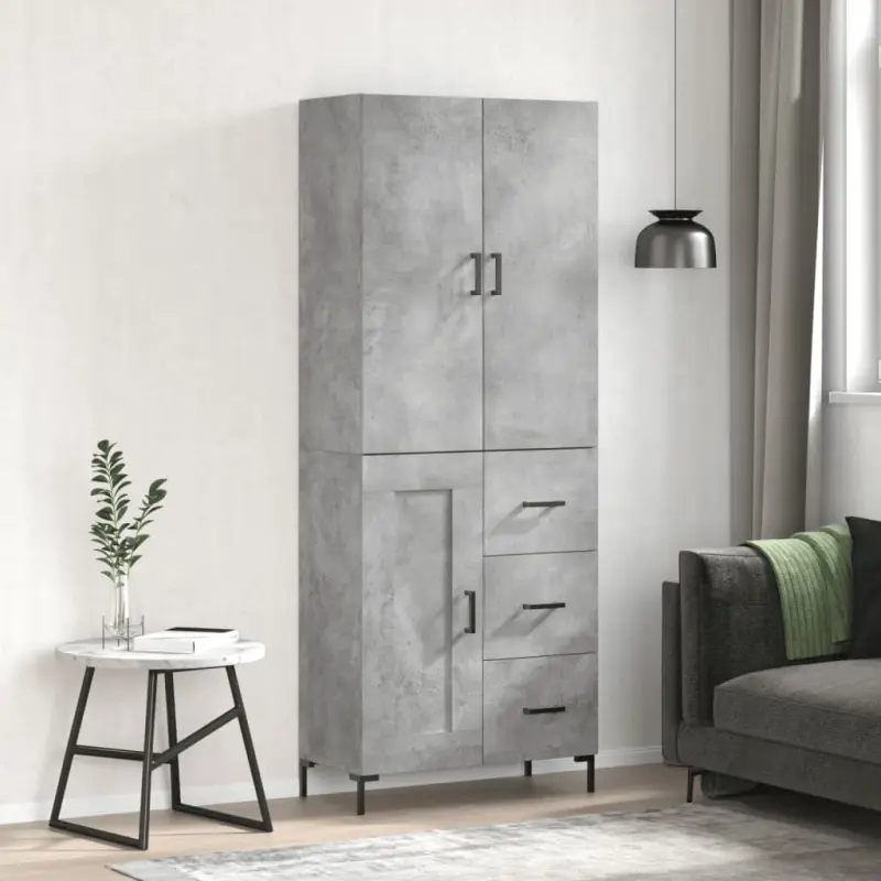 Witrynka, szarość betonu 69,5x34x180 cm materiał drewnopochodny