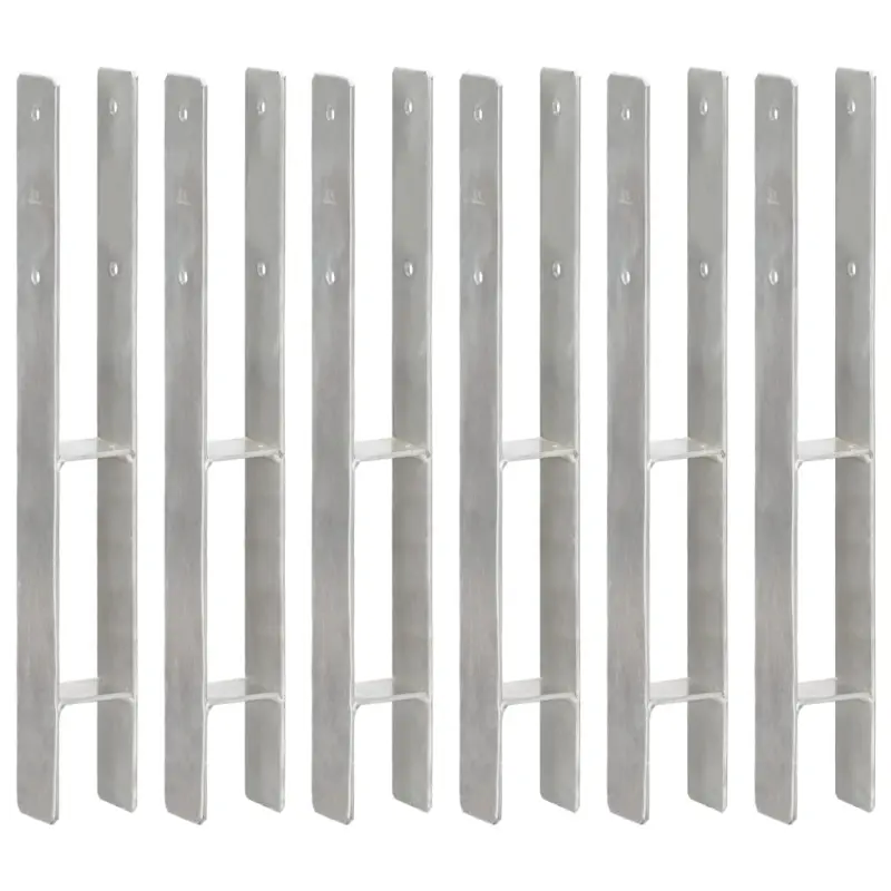 Kotwy do słupków, 6 szt., srebrne, 7 x 6 x 60 cm, stal