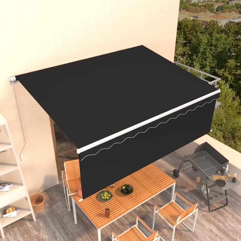 Ręcznie zwijana markiza z zasłoną, 4,5x3 m, antracytowa