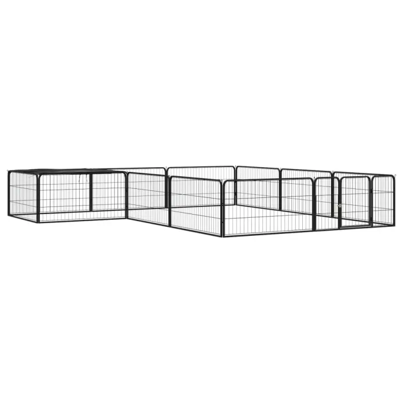 Kojec dla psa, 12 panele, czarny, 100x50 cm, stal