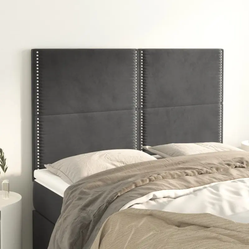 Zagłówek ciemnoszary 144x5x118/128 cm aksamit