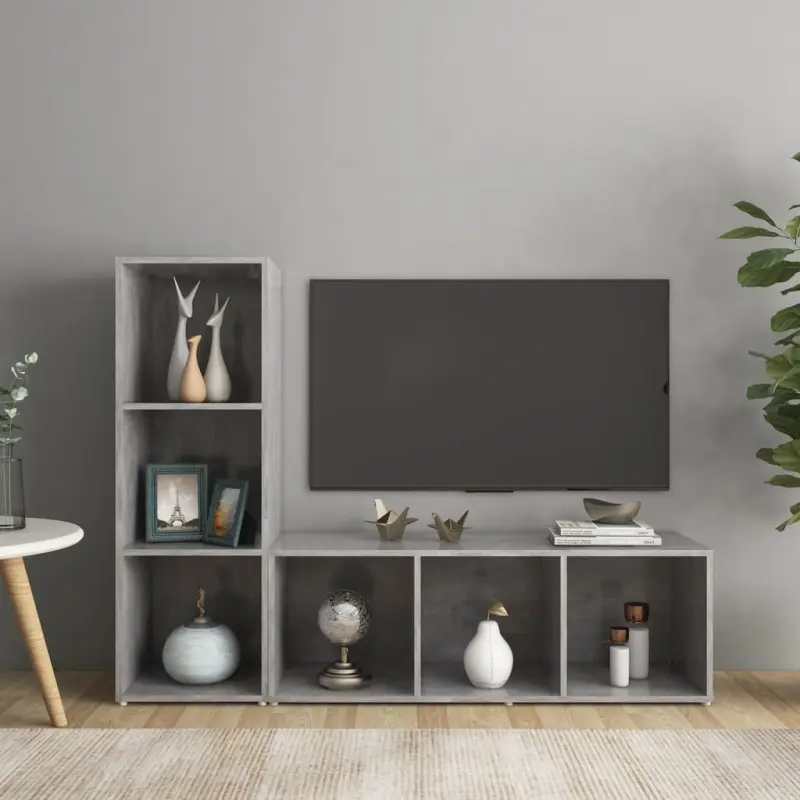 Szafki TV, 2 szt., szarość betonu, 107x35x37 cm