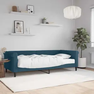 Sofa z materacem do spania, niebieska, 90x200 cm, aksamit