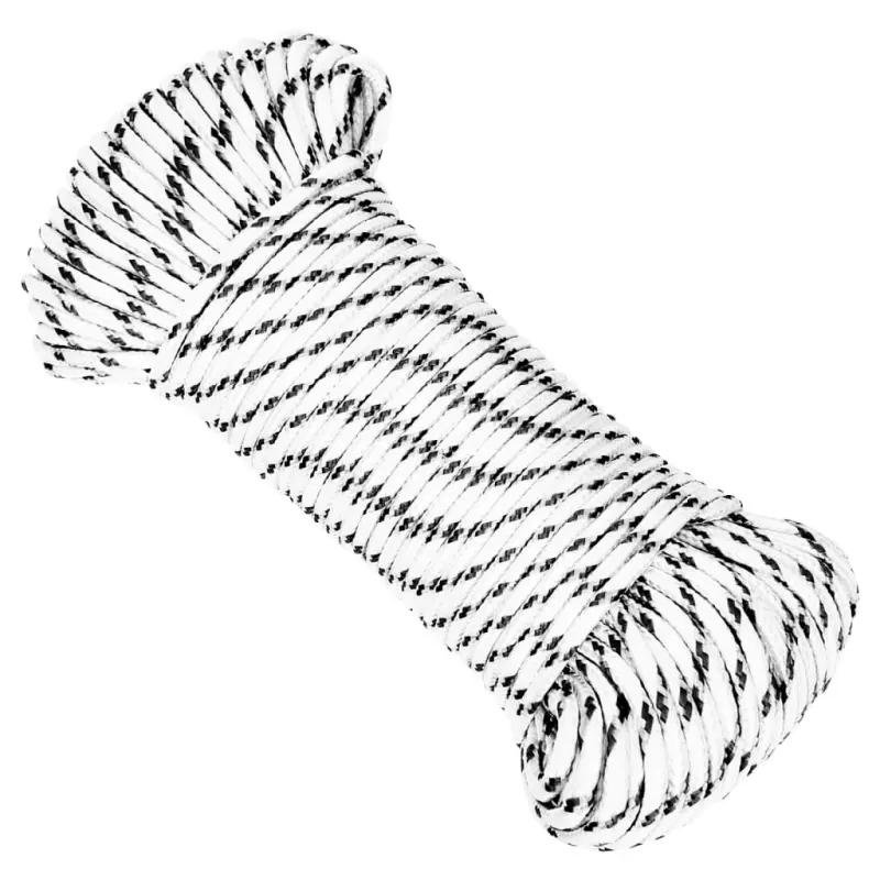 Pleciona linka żeglarska, biała, 4 mm x 50 m, poliester