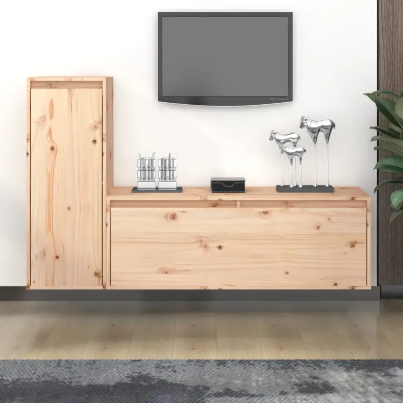 Szafki pod TV, 2 szt., lite drewno sosnowe