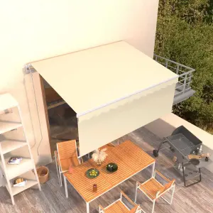 Automatycznie zwijana markiza z zasłoną, 3x2,5 m, kremowa