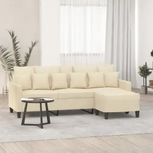 Sofa 3-osobowa, kremowa, 180 cm, tapicerowana tkaniną