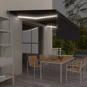 Automatycznie zwijana markiza, LED i czujnik wiatru, 5x3 m