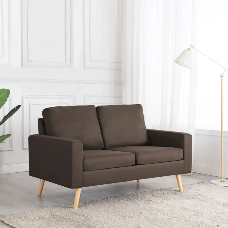 2-osobowa sofa, brązowa, tapicerowana tkaniną