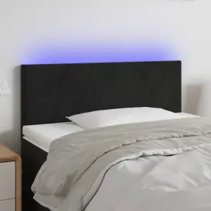 Zagłówek do łóżka z LED, czarny, 90x5x78/88 cm, aksamit