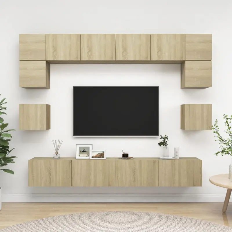8-cz. zestaw szafek TV, dąb sonoma, materiał drewnopochodny