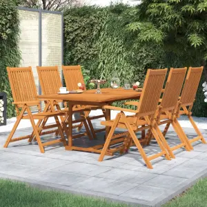 7-częściowy zestaw mebli ogrodowych, lite drewno akacjowe, 150-200 cm