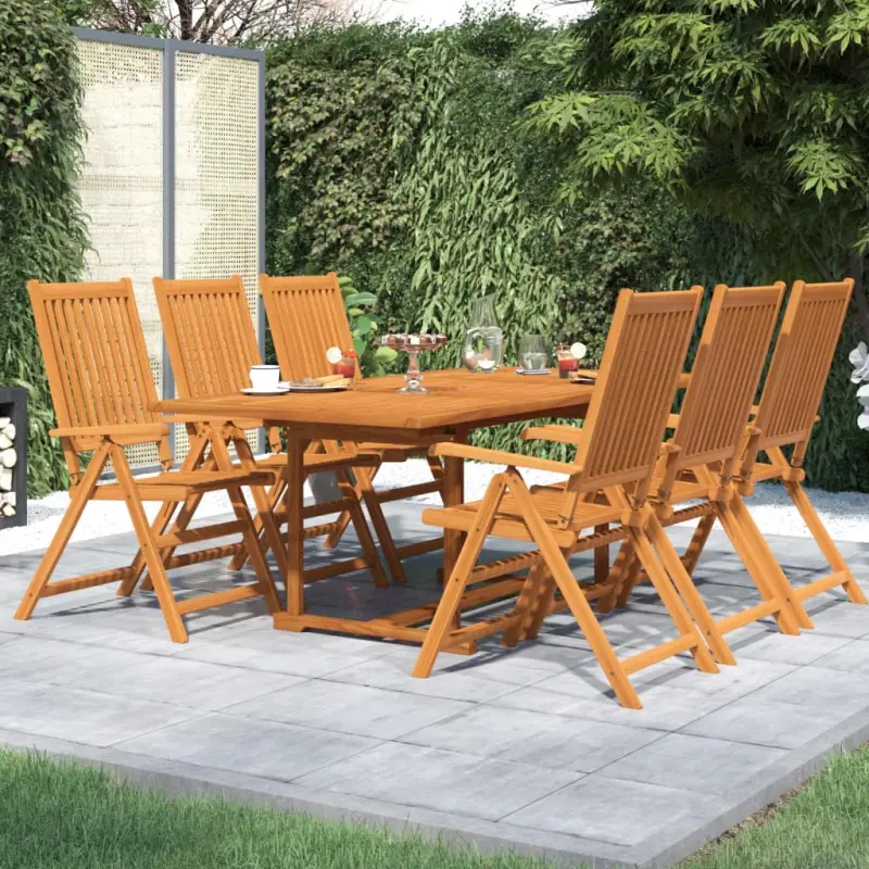 7-częściowy zestaw mebli ogrodowych, lite drewno akacjowe, 150-200 cm
