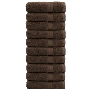 Ręczniki premium, SOLUND 10 szt., brązowe, 100x150 cm, 600 g/m²