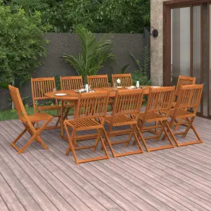 11-cz. zestaw mebli ogrodowych 220x90x75cm lite drewno akacjowe