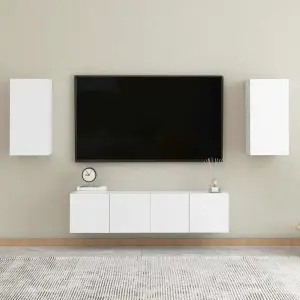4-cz. zestaw szafek TV, biały, materiał drewnopochodny