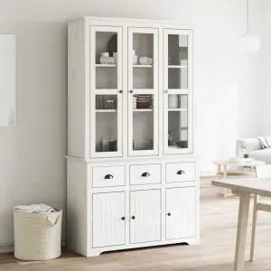 Kredens BODO, biały, 115,5x43x200,5 cm, lite drewno sosnowe