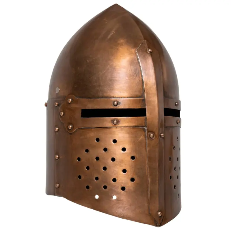 Replika średniowiecznego zabytkowego hełmu LARP, miedziana stal