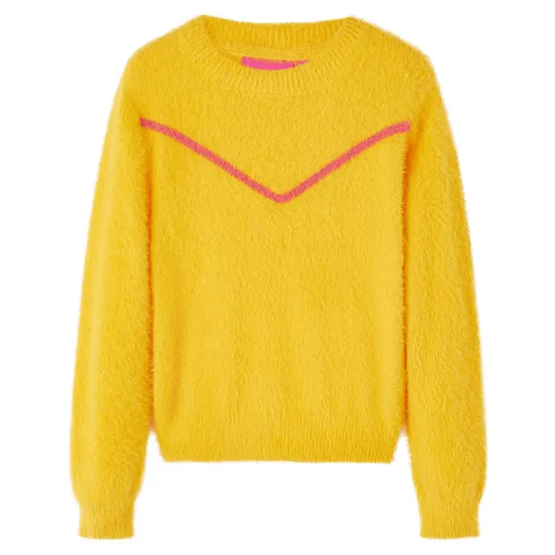 Sweter dziecięcy z dzianiny, ciemna ochra, 140