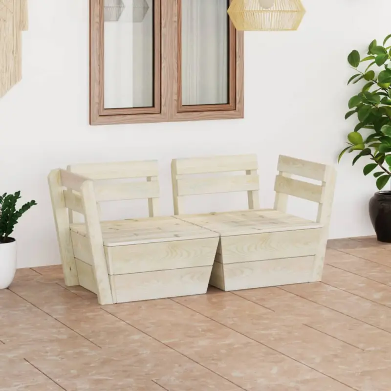 Meble ogrodowe sofa 2-osobowa z palet impregnowane drewno świerkowe