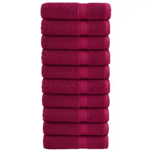 Ręczniki premium, SOLUND, 10 szt., bordowe, 70x140 cm, 600 g/m²