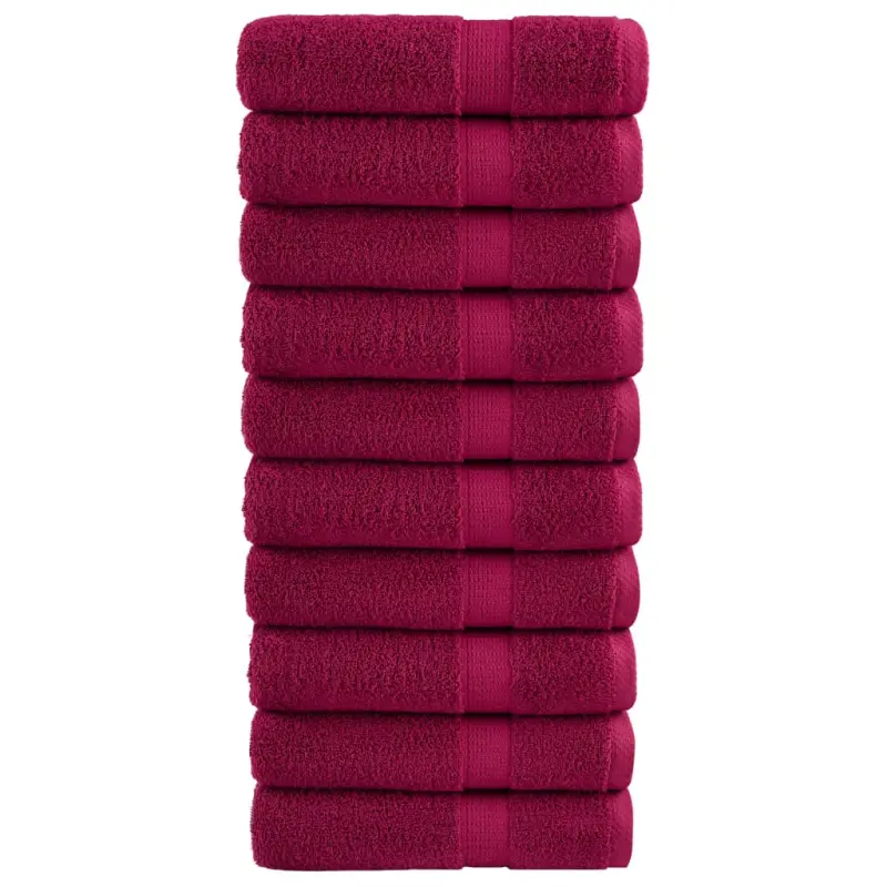 Ręczniki premium, SOLUND, 10 szt., bordowe, 70x140 cm, 600 g/m²