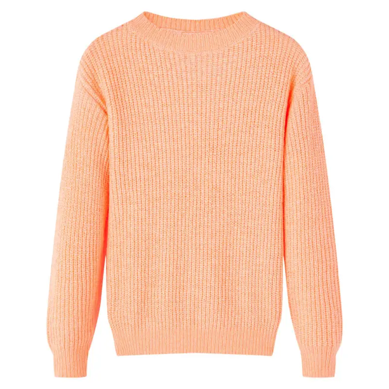 Sweter dziecięcy z dzianiny, jasnopomarańczowy, 128